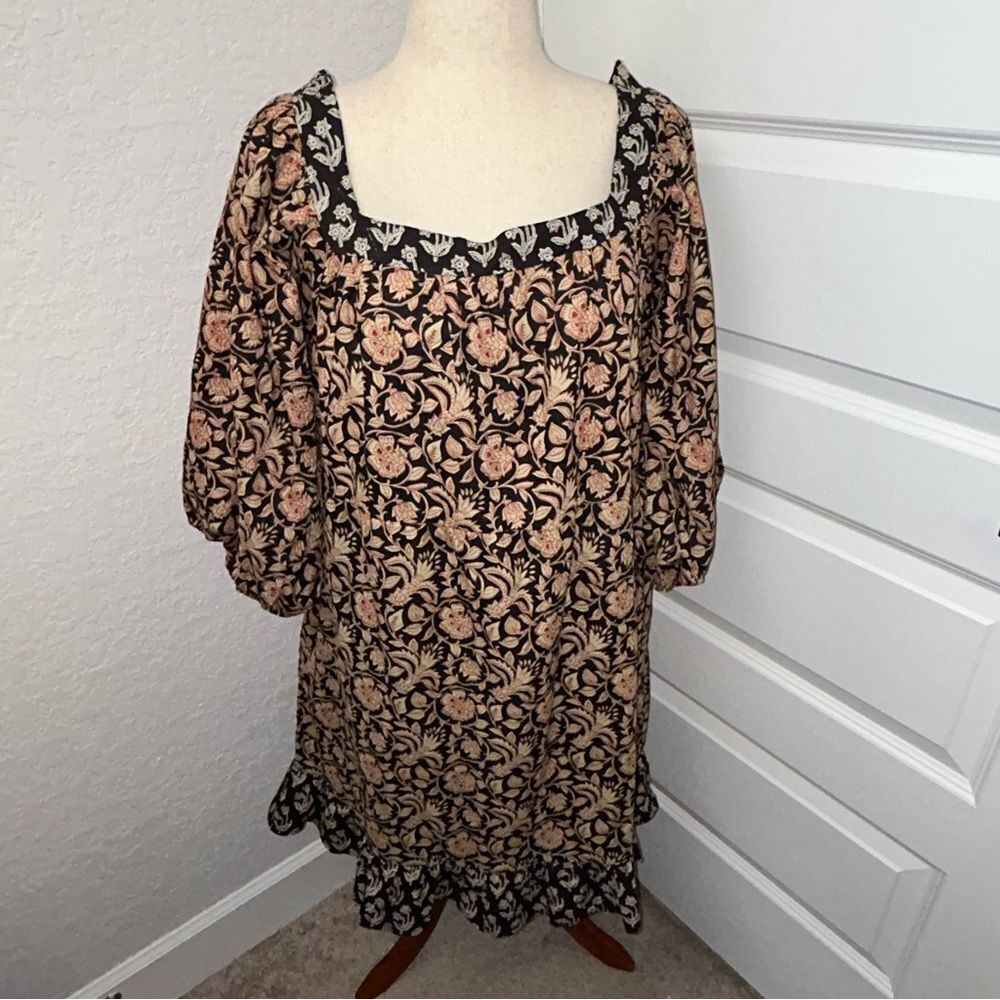 Clara The Label Waverly Boho Floral Mix Print Cottage Shift Peasant Dress